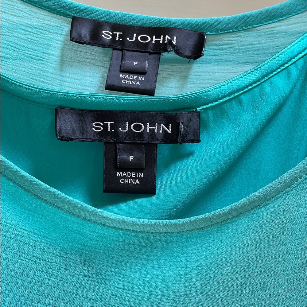 St. John Teal Sheer Chiffon Cape and Silk Camisole (2pc) - Picture 2 of 12